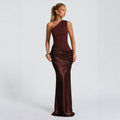 Slim Off-shoulder Bodycon Maxi Dress Solid Color Sleeveless  Evening Party Gown Dresses For Women Clothing