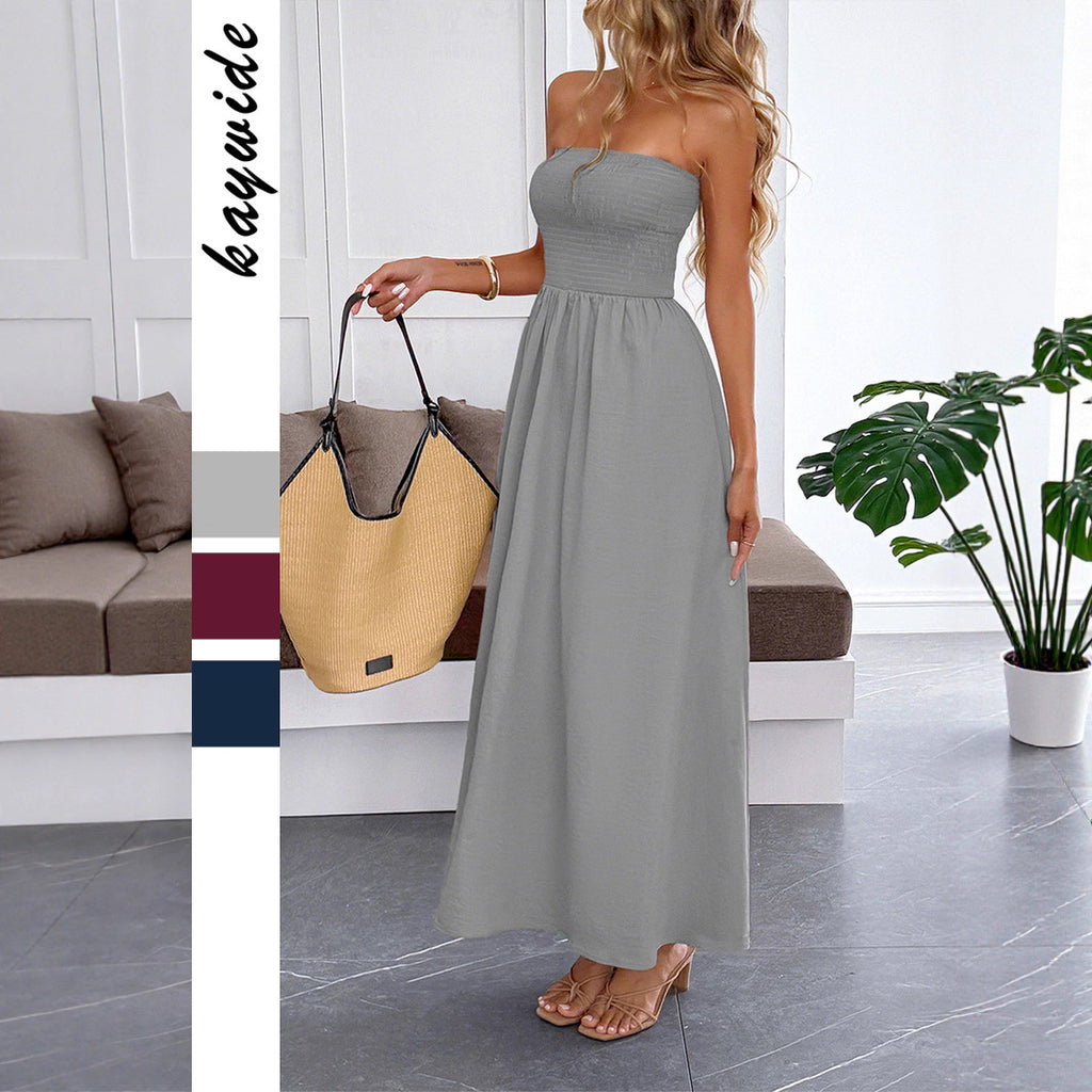 Tube Top Waist-cinching Dress For Women