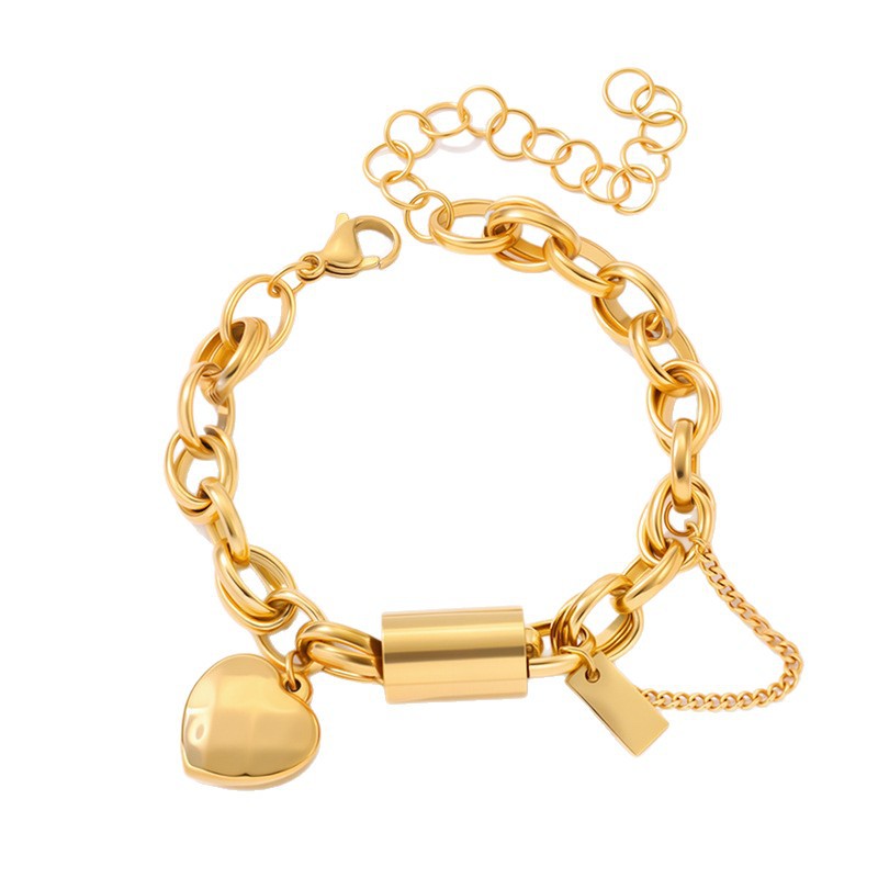 Versatile Titanium Bracelet With A Heart-shaped Pendant