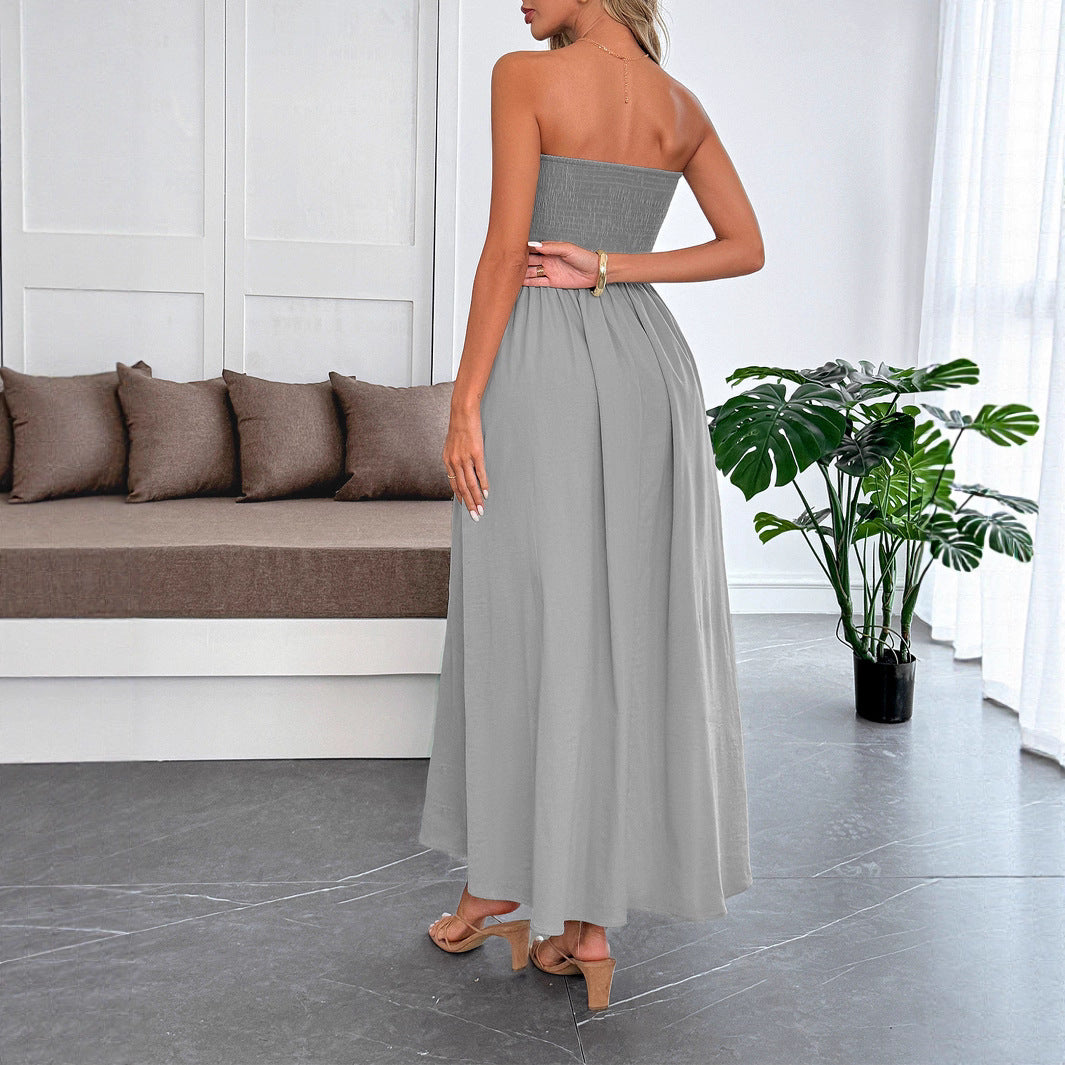 Tube Top Waist-cinching Dress For Women