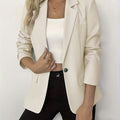 New European And American Womens Clothing Long-sleeve Solid-color Single-button Jacket
